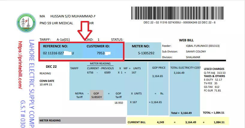 Lesco Duplicate Bill