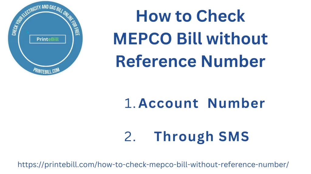 Check MEPCO Bill with Account Number