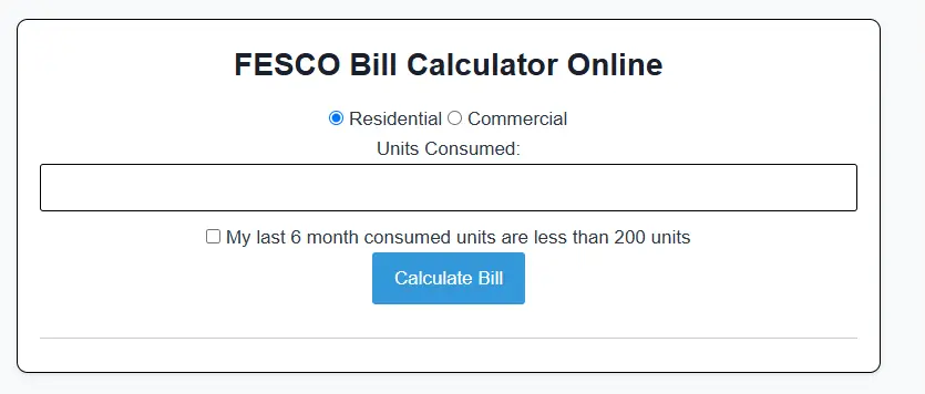 Fesco Bill Estimator