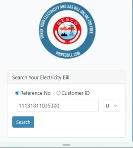 Click on search button to view your Qesco duplicate Bill Online