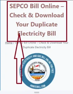 visit printebill.com Sepco bill Online Page